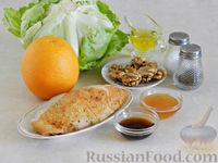 Салат с курицей,  апельсином и карамелизированными орехами