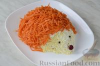 Салат "Ёжик" из курицы и грибов, с корейской морковью